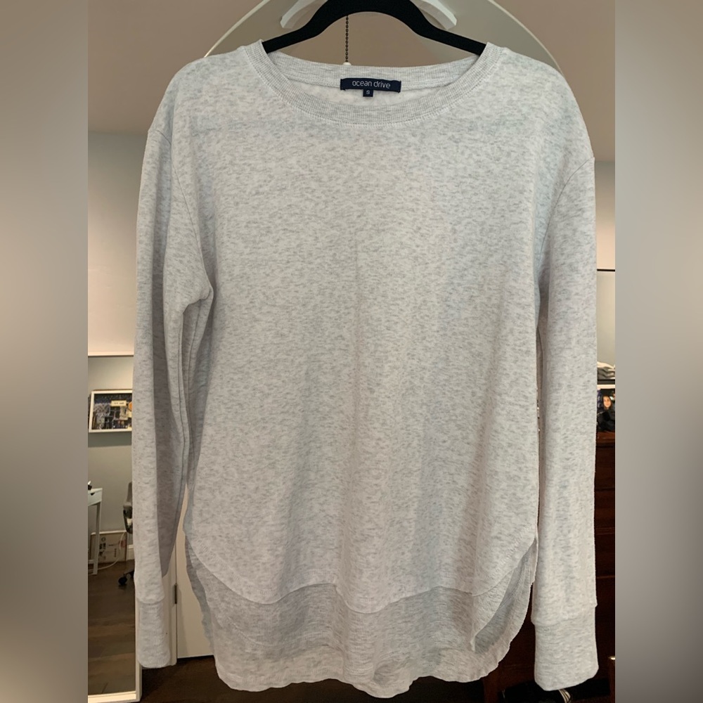 NEW Ocean Drive Grey Cotton And Polyester Long Comfortable Pullover